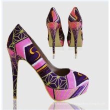 New African Printed Fabrics Fashion High Heel Shoes (HCY02-1355)